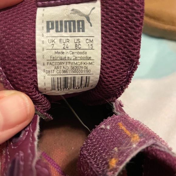 PUMA Purple Suede Velcro Shoes - Size Toddler 8C - Picture 5 of 5